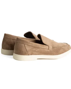 Mocassini college uomo scarpe camoscio eleganti cerimonia suola di gomma beige GIOSAL-S1312A