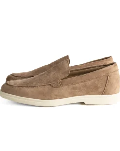 Mocassini college uomo scarpe camoscio eleganti cerimonia suola di gomma beige GIOSAL-S1312A