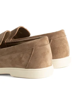 Mocassini college uomo scarpe camoscio eleganti cerimonia suola di gomma beige GIOSAL-S1312A