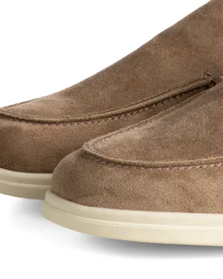 Mocassini college uomo scarpe camoscio eleganti cerimonia suola di gomma beige GIOSAL-S1312A