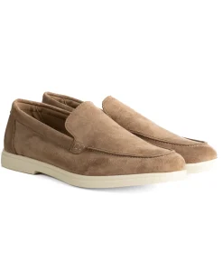 Mocassini college uomo scarpe camoscio eleganti cerimonia suola di gomma beige GIOSAL-S1312A