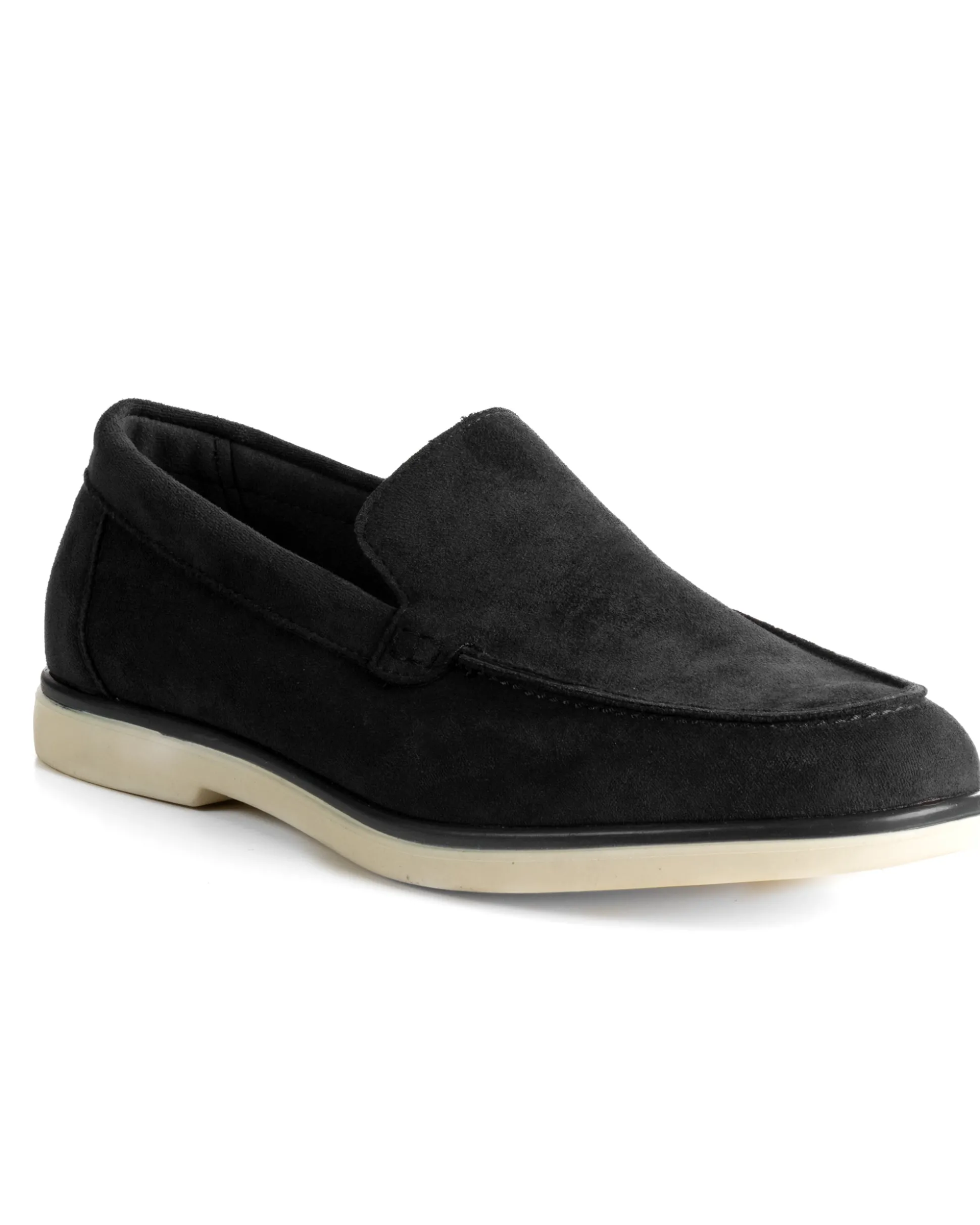 Mocassini college uomo scarpe camoscio eleganti cerimonia suola di gomma nero GIOSAL-S1311A
