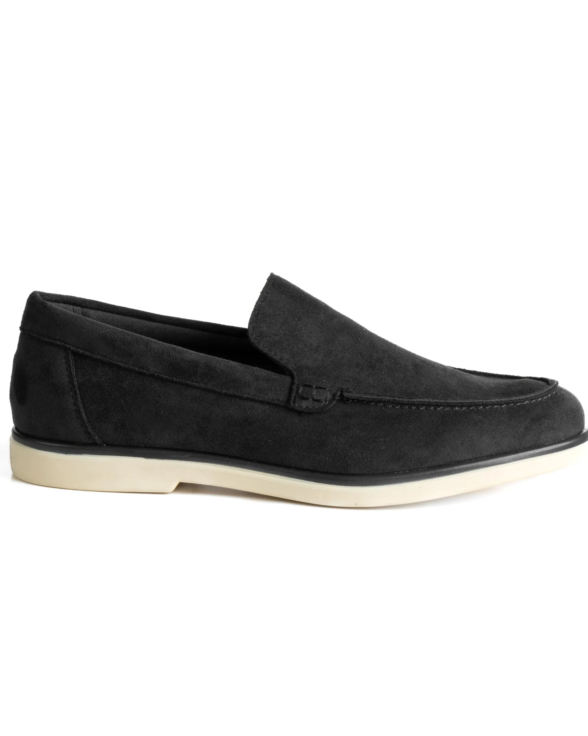 Mocassini college uomo scarpe camoscio eleganti cerimonia suola di gomma nero GIOSAL-S1311A