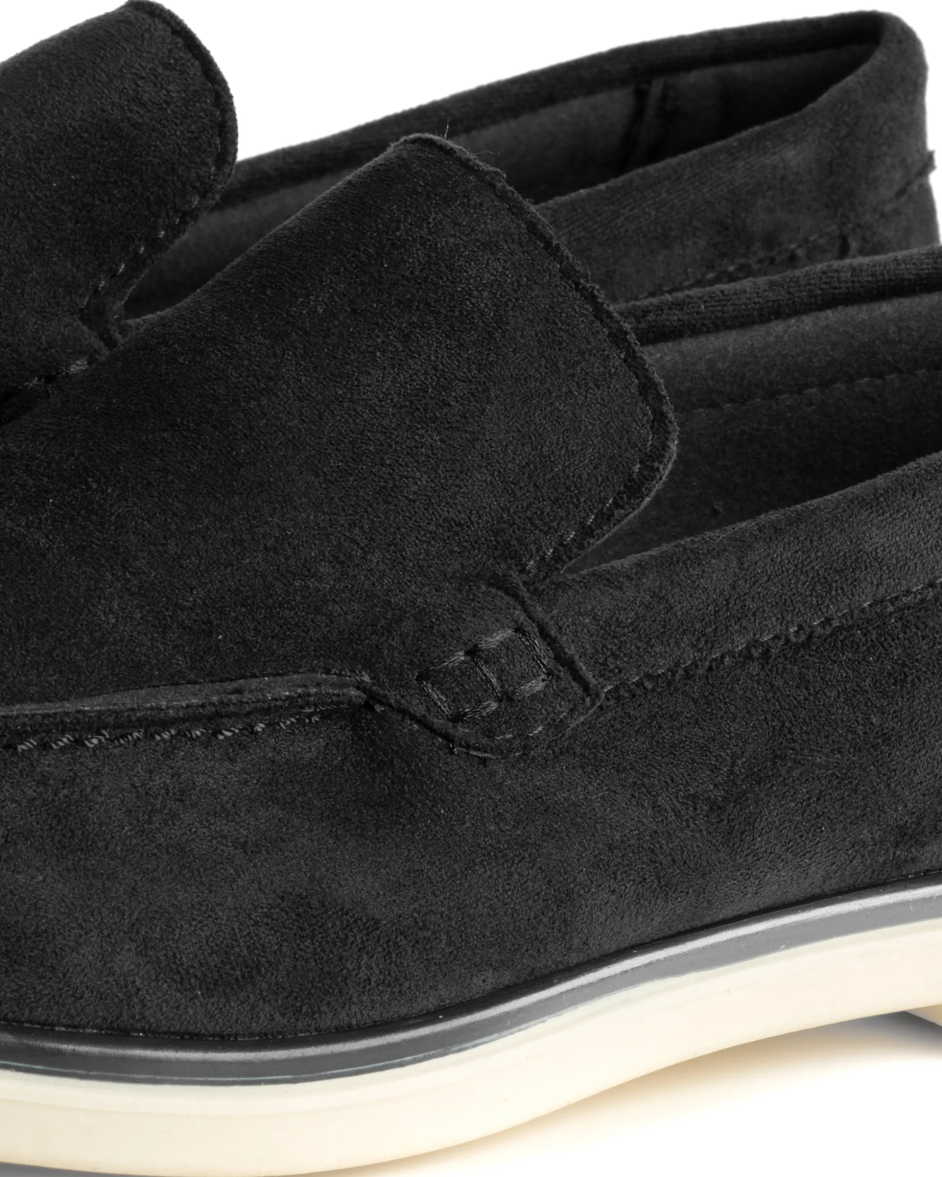 Mocassini college uomo scarpe camoscio eleganti cerimonia suola di gomma nero GIOSAL-S1311A
