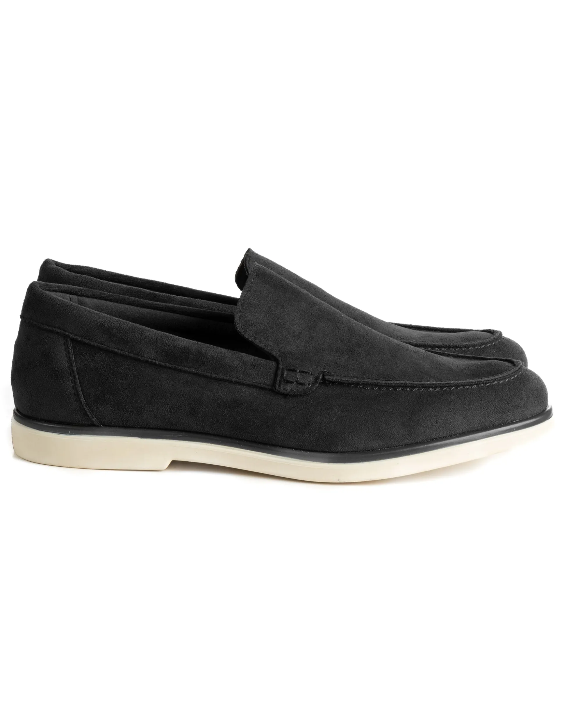 Mocassini college uomo scarpe camoscio eleganti cerimonia suola di gomma nero GIOSAL-S1311A