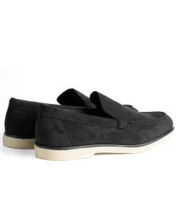 Mocassini college uomo scarpe camoscio eleganti cerimonia suola di gomma nero GIOSAL-S1311A