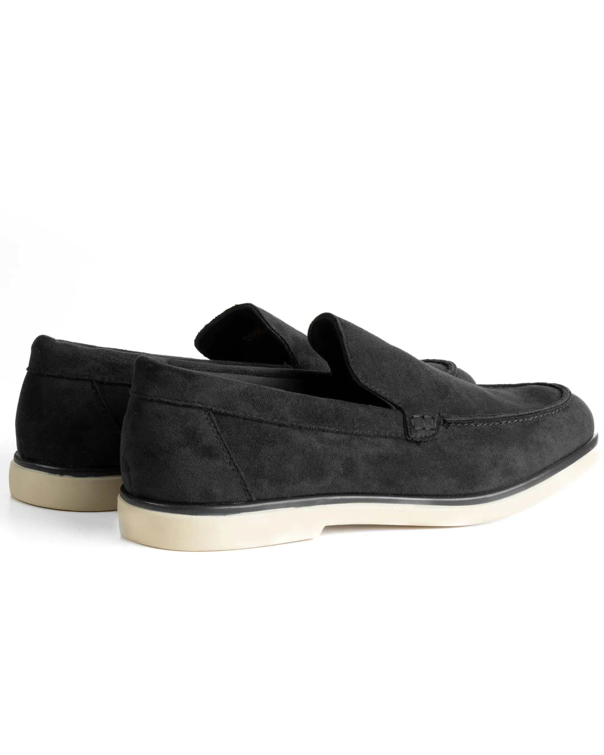 Mocassini college uomo scarpe camoscio eleganti cerimonia suola di gomma nero GIOSAL-S1311A