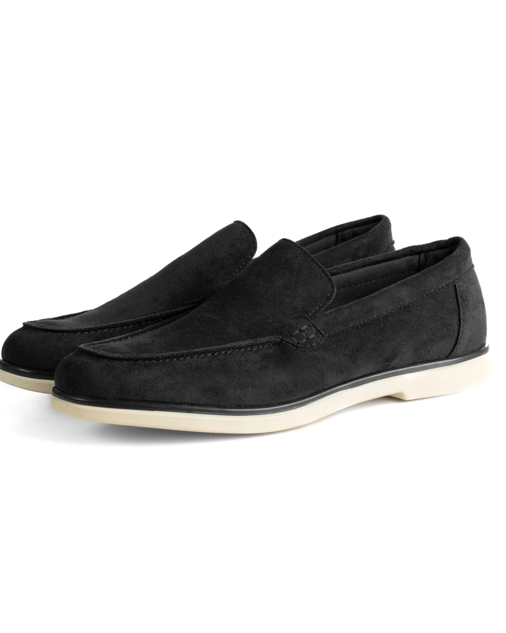 Mocassini college uomo scarpe camoscio eleganti cerimonia suola di gomma nero GIOSAL-S1311A