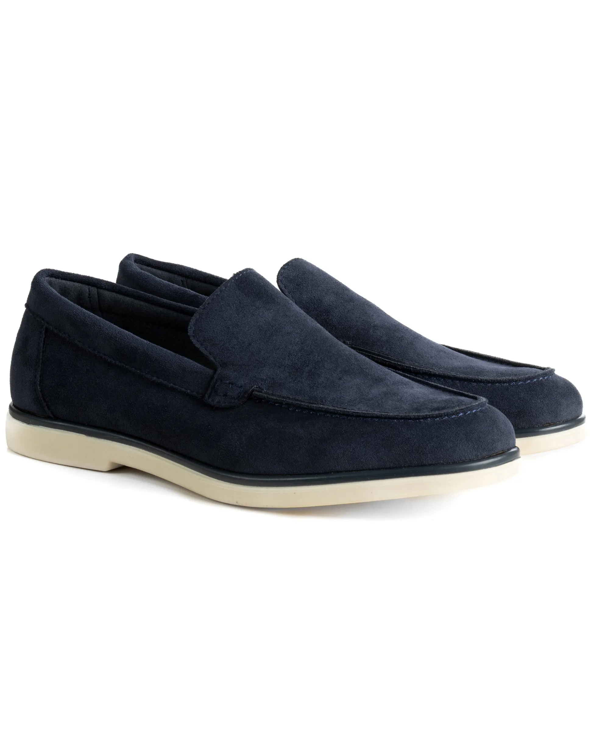 Mocassini college uomo scarpe camoscio eleganti cerimonia suola di gomma blu GIOSAL-S1313A