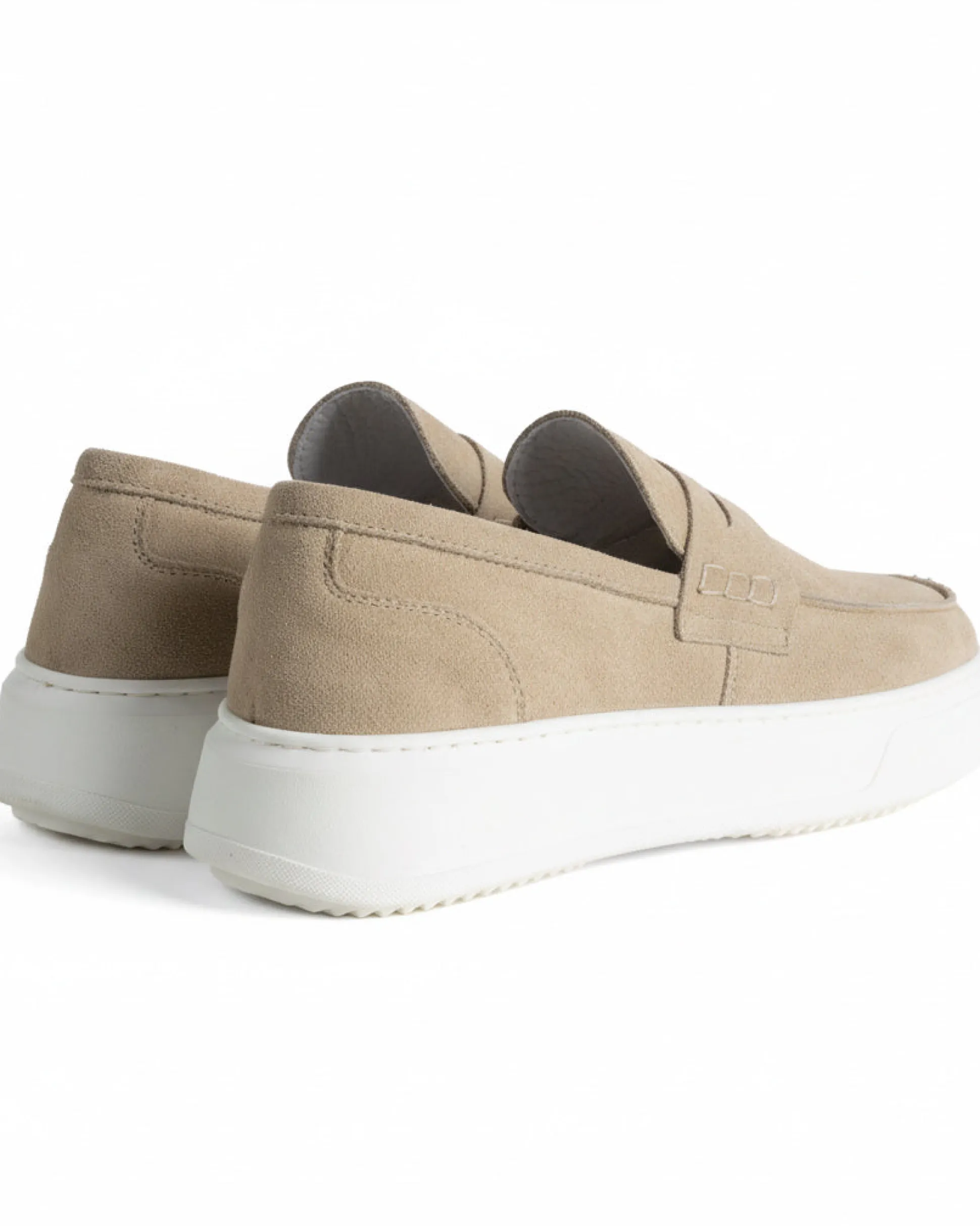Mocassini college uomo scarpe camoscio suola gomma beige GIOSAL-S1309A