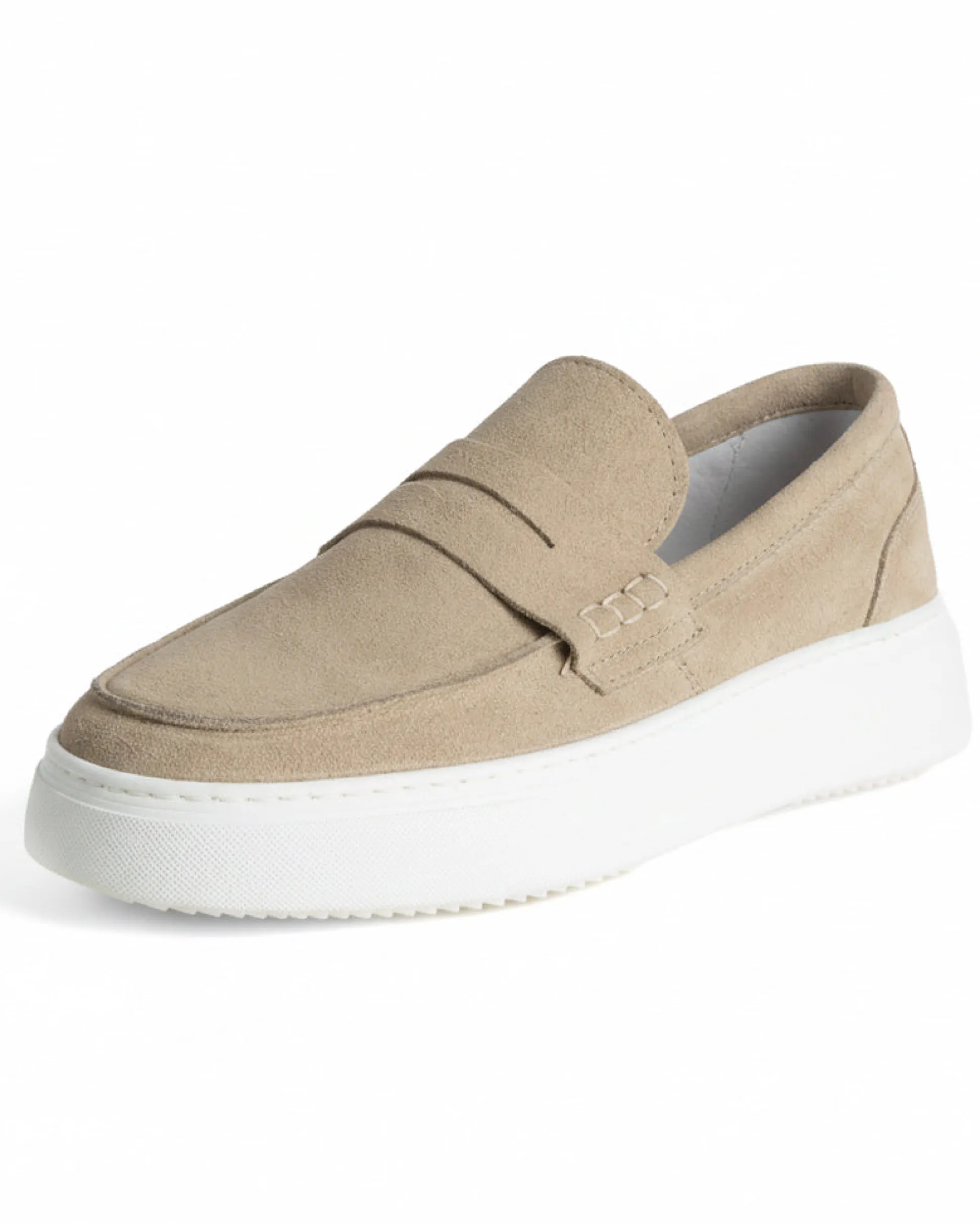 Mocassini college uomo scarpe camoscio suola gomma beige GIOSAL-S1309A