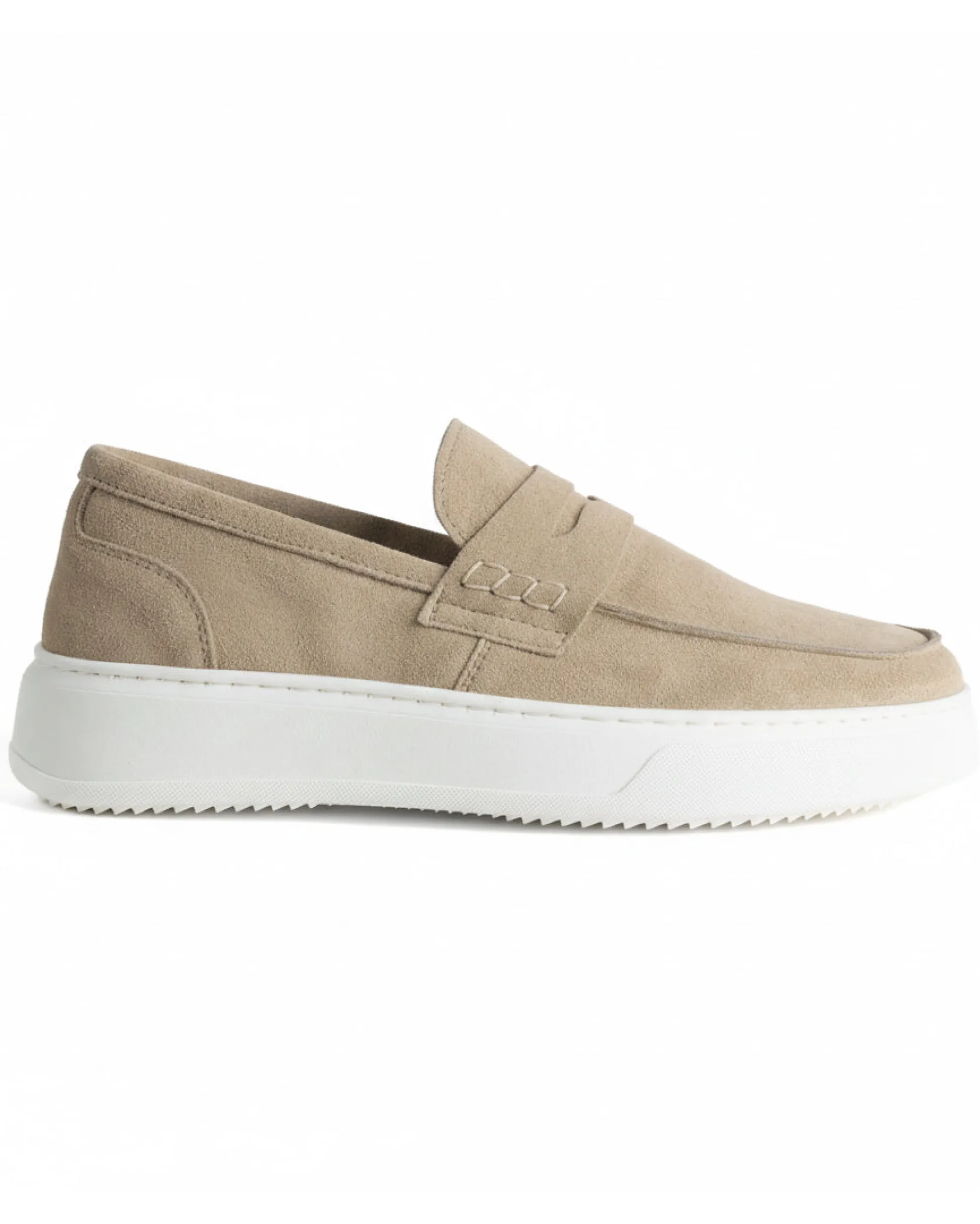 Mocassini college uomo scarpe camoscio suola gomma beige GIOSAL-S1309A