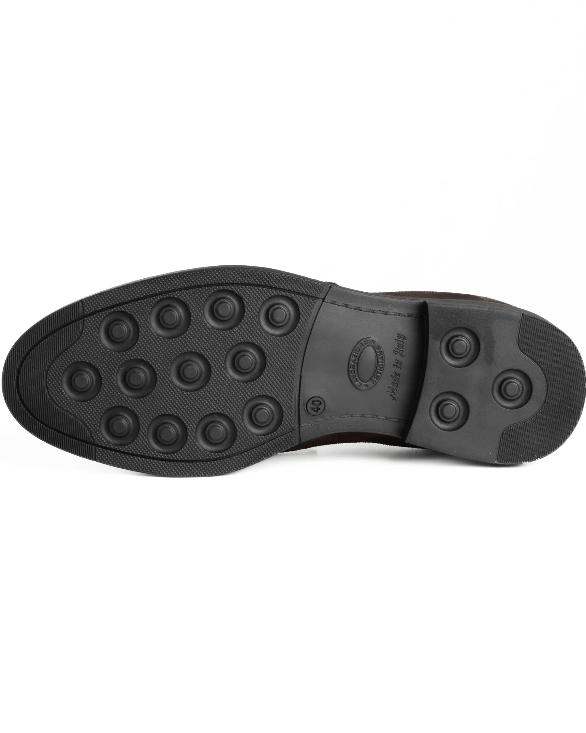 Mocassini Doppia Fibbia Uomo Scarpe Camoscio Eleganti Cerimonia Suola Gomma Casual Marrone GIOSAL-S1286A