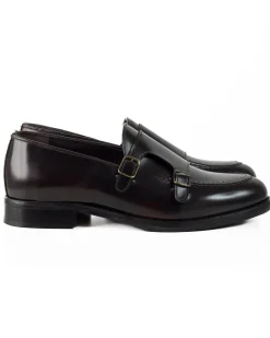 Mocassini Doppia Fibbia Uomo Scarpe Ecopelle Abrasivate Lucide Eleganti Cerimonia Suola Di Cuoio Casual Marrone GIOSAL-S1264A
