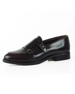 Mocassini Doppia Fibbia Uomo Scarpe Ecopelle Abrasivate Lucide Eleganti Cerimonia Suola Di Cuoio Casual Marrone GIOSAL-S1264A