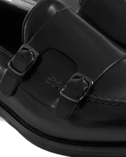 Mocassini Doppia Fibbia Uomo Scarpe Ecopelle Abrasivate Lucide Eleganti Cerimonia Suola Di Cuoio Casual Nero GIOSAL-S1262A