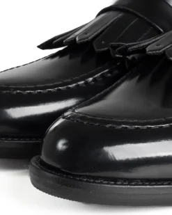 Mocassini Uomo Con Fibbia Frangia Scarpe Eleganti Ecopelle Abrasivate Cerimonia Suola Di Cuoio Casual Nero GIOSAL-S1295A