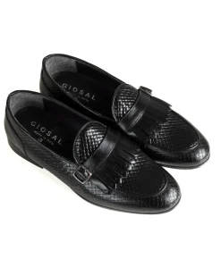 Mocassini Uomo Con Fibbia Frangia Scarpe Ecopelle Eleganti Pelle Vitello Intrecciata Cerimonia Suola Di Cuoio Con Ovalino Antiscivolo Casual Nero GIOSAL-S1288A