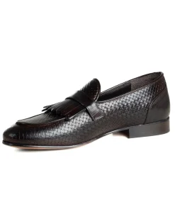 Mocassini Uomo Con Fibbia Frangia Scarpe Ecopelle Eleganti Pelle Vitello Intrecciata Cerimonia Suola Di Cuoio Con Ovalino Antiscivolo Casual Marrone GIOSAL-S1289A
