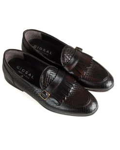 Mocassini Uomo Con Fibbia Frangia Scarpe Ecopelle Eleganti Pelle Vitello Intrecciata Cerimonia Suola Di Cuoio Con Ovalino Antiscivolo Casual Marrone GIOSAL-S1289A