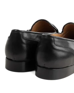 Mocassini uomo con fibbia frangia borchie scarpe copelle eleganti pelle vitello cerimonia suola di cuoio con ovalino antiscivolo casual nero GIOSAL-S1272A