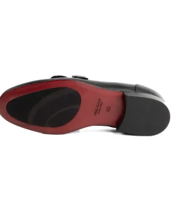Mocassini uomo con fibbia frangia borchie scarpe copelle eleganti pelle vitello cerimonia suola di cuoio con ovalino antiscivolo casual nero GIOSAL-S1272A