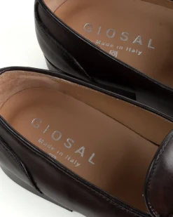 Mocassini uomo con fibbia frangia borchie scarpe copelle eleganti pelle vitello cerimonia suola di cuoio con ovalino antiscivolo casual marrone GIOSAL-S1271A