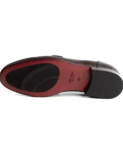 Mocassini uomo con fibbia frangia borchie scarpe copelle eleganti pelle vitello cerimonia suola di cuoio con ovalino antiscivolo casual marrone GIOSAL-S1271A