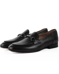 Mocassini Uomo Con Fibbie Morsetto Scarpe Ecopelle Eleganti Pelle Vitello Cerimonia Suola Di Cuoio Con Ovalino Antiscivolo Casual Nero GIOSAL-S1269A