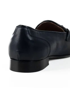Mocassini Uomo Con Fibbie Morsetto Scarpe Ecopelle Eleganti Pelle Vitello Cerimonia Suola Di Cuoio Con Ovalino Antiscivolo Casual Blu GIOSAL-S1270A
