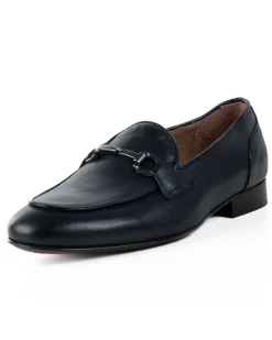 Mocassini Uomo Con Fibbie Morsetto Scarpe Ecopelle Eleganti Pelle Vitello Cerimonia Suola Di Cuoio Con Ovalino Antiscivolo Casual Blu GIOSAL-S1270A