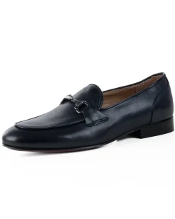 Mocassini Uomo Con Fibbie Morsetto Scarpe Ecopelle Eleganti Pelle Vitello Cerimonia Suola Di Cuoio Con Ovalino Antiscivolo Casual Blu GIOSAL-S1270A