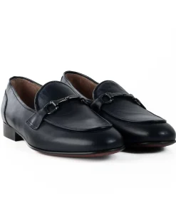 Mocassini Uomo Con Fibbie Morsetto Scarpe Ecopelle Eleganti Pelle Vitello Cerimonia Suola Di Cuoio Con Ovalino Antiscivolo Casual Blu GIOSAL-S1270A