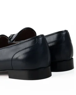 Mocassini Uomo Con Fibbie Morsetto Scarpe Ecopelle Eleganti Pelle Vitello Cerimonia Suola Di Cuoio Con Ovalino Antiscivolo Casual Blu GIOSAL-S1270A