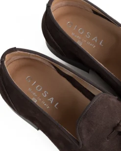 Mocassini Uomo Con Nappine Scarpe CamoscMocassini uomo con nappine scarpe camoscio eleganti cerimonia pelle scamosciata suola di cuoio con ovalino antiscivolo casual marrone GIOSAL-S1267A