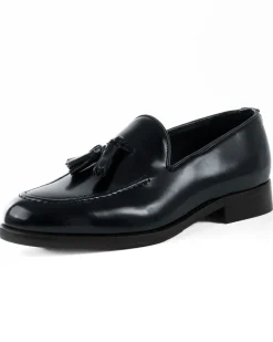 Mocassini Uomo Con Nappine Scarpe Ecopelle Abrasivate Lucide Eleganti Cerimonia Suola Di Cuoio Casual Blu GIOSAL-S1266A