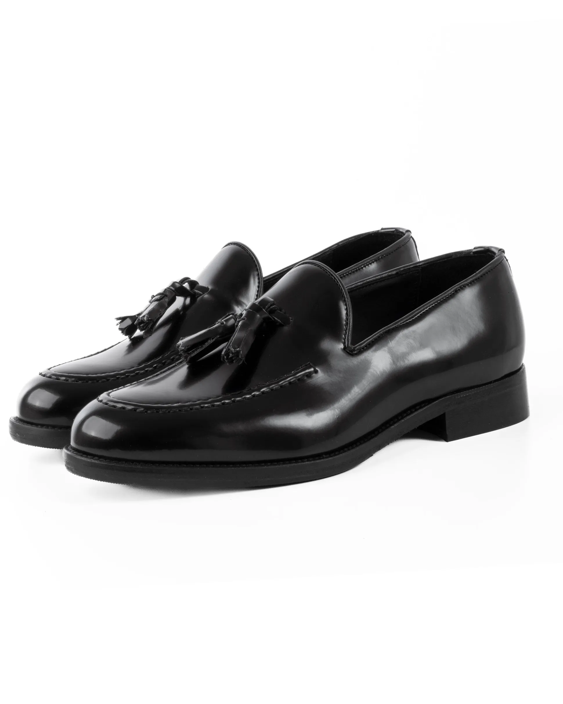 Mocassini Uomo Con Nappine Scarpe Ecopelle Abrasivate Eleganti Cerimonia Suola Di Cuoio Casual Nero GIOSAL-S1265A