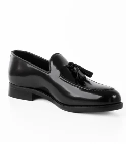Mocassini Uomo Con Nappine Scarpe Ecopelle Abrasivate Eleganti Cerimonia Suola Di Cuoio Casual Nero GIOSAL-S1265A