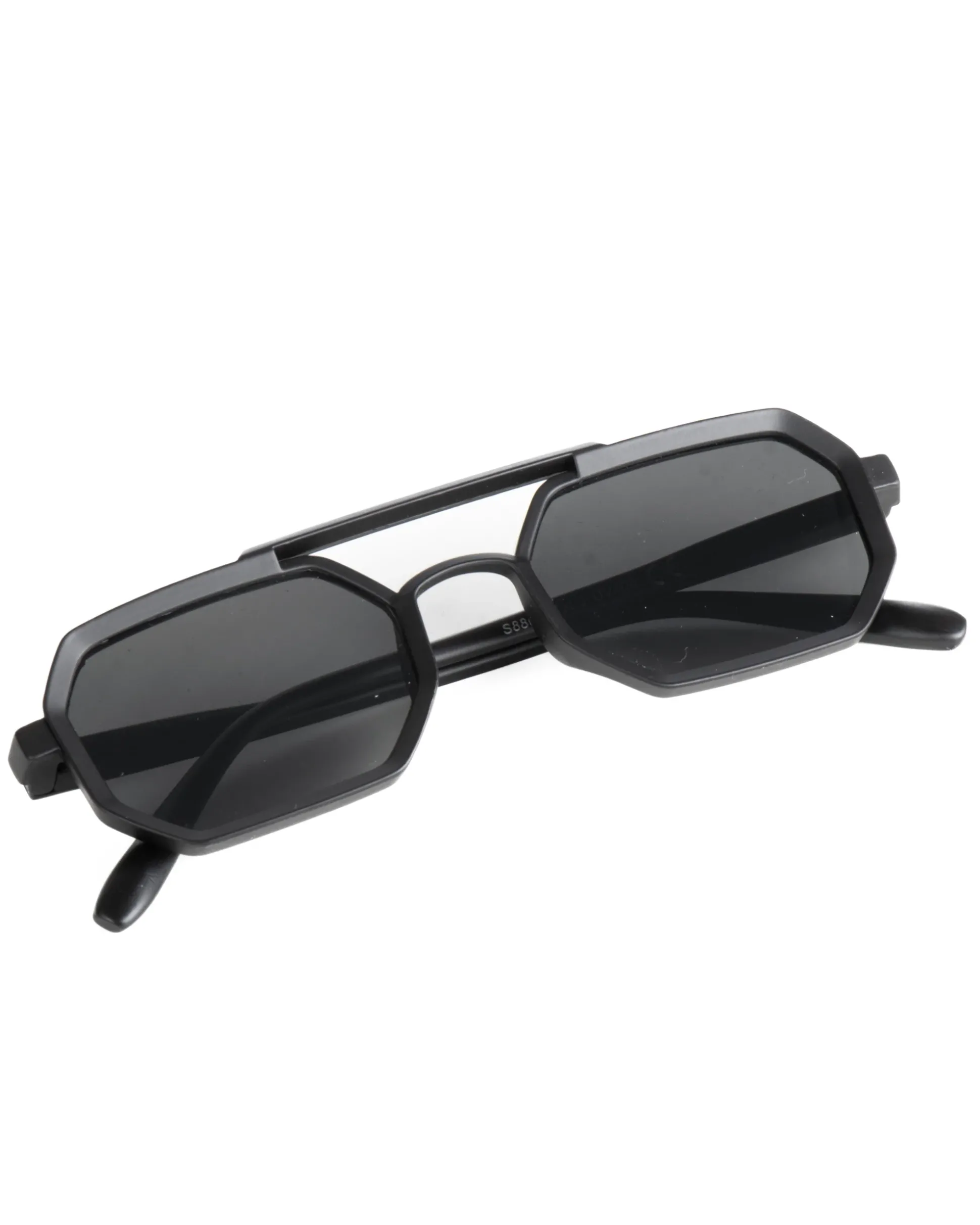 Occhiali da sole uomo unisex ottagonale doppio ponte lenti fumè nero GIOSAL-OC1101A