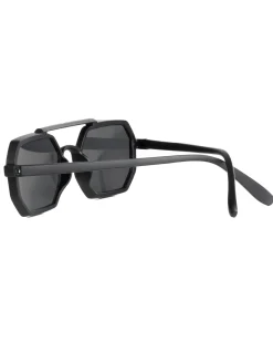 Occhiali da sole uomo unisex ottagonale doppio ponte lenti fumè nero GIOSAL-OC1101A