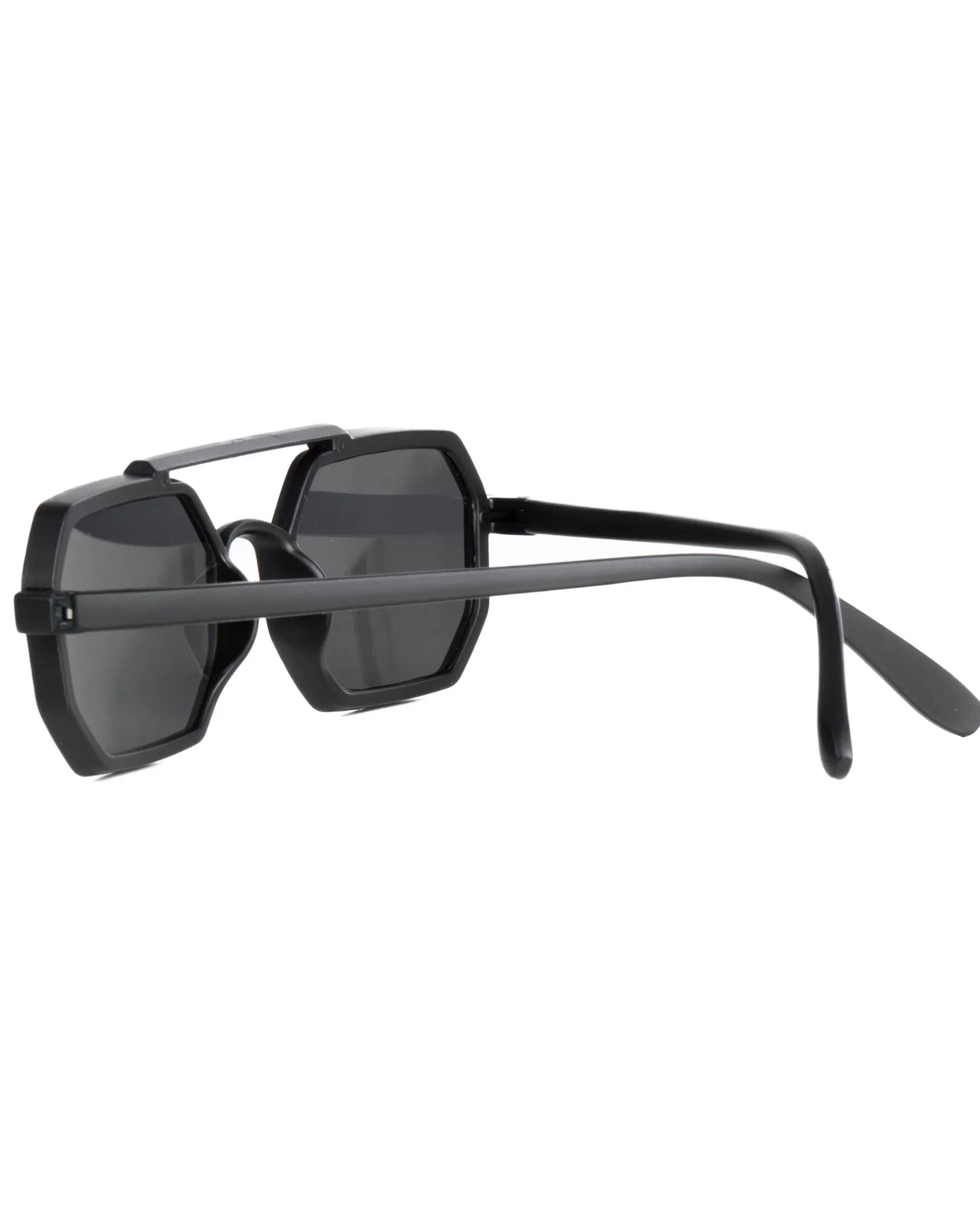 Occhiali da sole uomo unisex ottagonale doppio ponte lenti fumè nero GIOSAL-OC1101A
