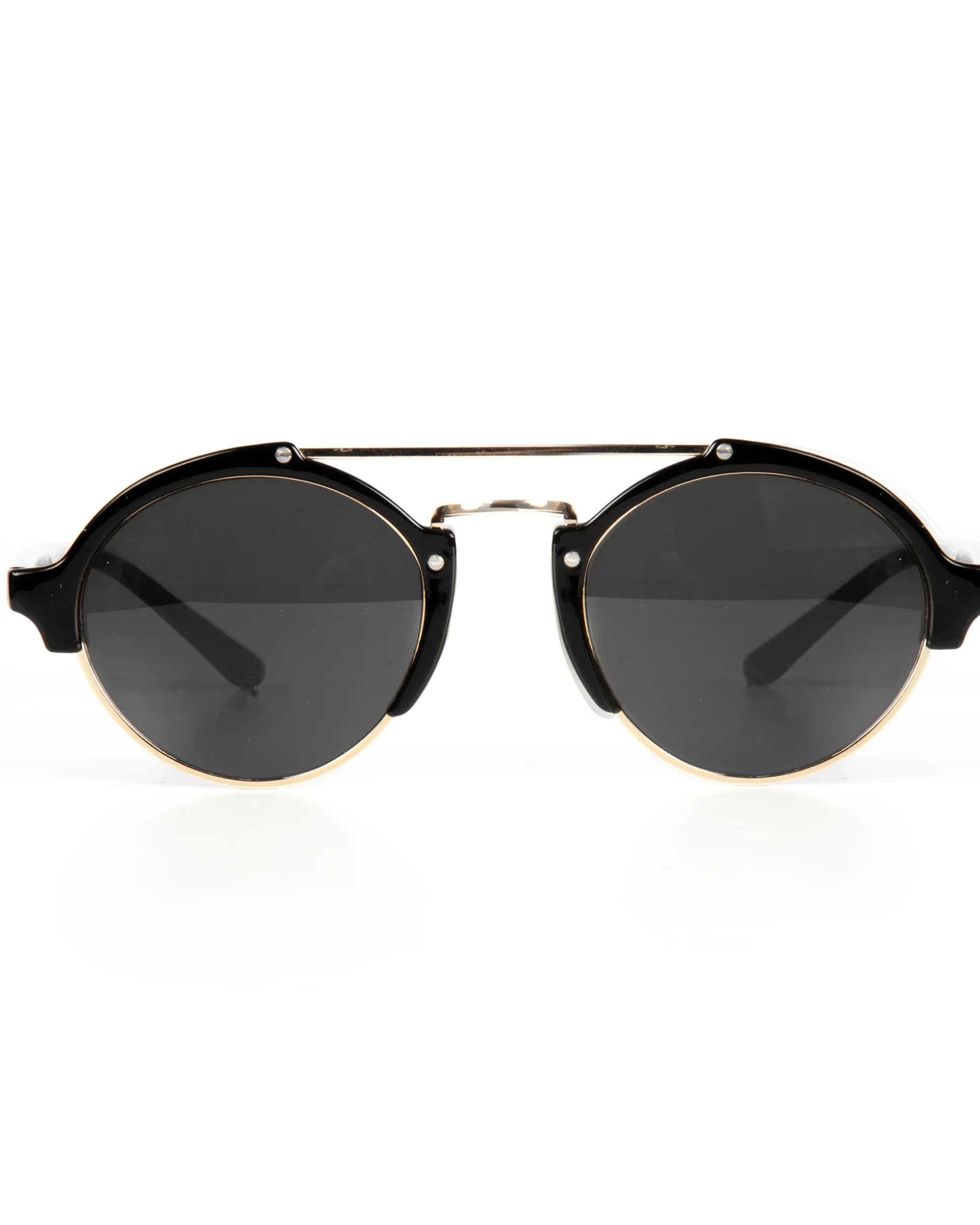 Occhiali da sole uomo unisex rotondi con ponte metallico vintage nero oro GIOSAL-OC1099A
