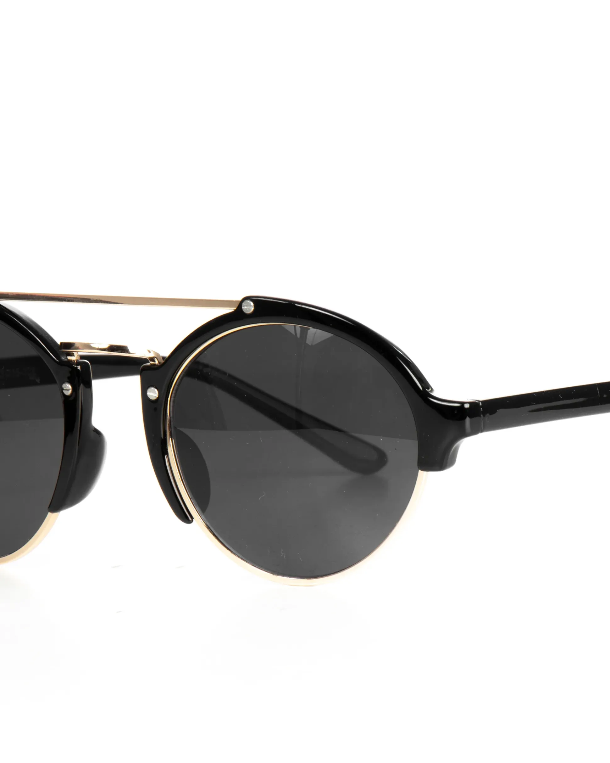 Occhiali da sole uomo unisex rotondi con ponte metallico vintage nero oro GIOSAL-OC1099A