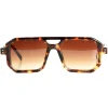 Occhiali da sole uomo unisex squadrato tartaruga doppio ponte lenti fumè marrone GIOSAL-OC1102A