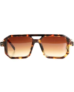 Occhiali da sole uomo unisex squadrato tartaruga doppio ponte lenti fumè marrone GIOSAL-OC1102A