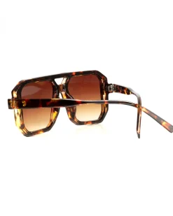 Occhiali da sole uomo unisex squadrato tartaruga doppio ponte lenti fumè marrone GIOSAL-OC1102A