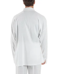 Outfit coordinato lino kimono pantaloni baggy corda morbido bianco GIOSAL-OU2523A