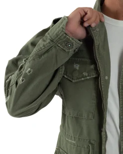 Overshirt giacca uomo sahariana destroy giubbotto camicione verde militare BERNA M-261254