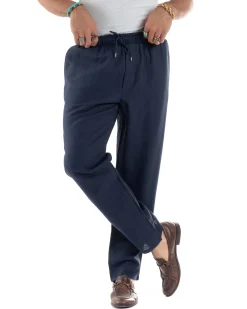 Pantalaccio Lino Regular Fit Tasca Posteriore Basic Blu P6300A