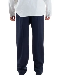 Pantalaccio lino uomo baggy fit morbido comodo blu P6302A